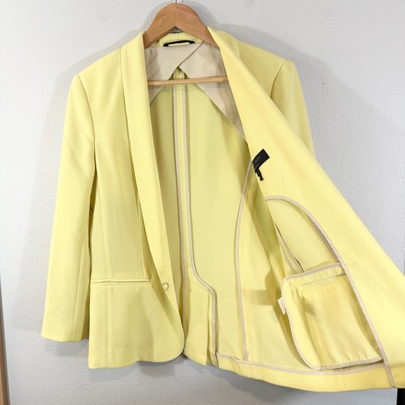 rag & bone Crepe Tuxedo Jacket Blazer Size 6 Chartreuse Yellow Preppy Academia - Picture 7 of 13